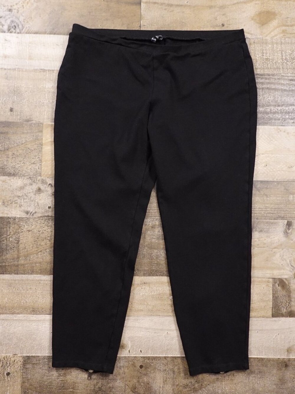 Eileen Fisher Ankle Zip Stretch Pants Women’s Large Black Minimalist